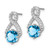 14k White Gold Blue Topaz and Diamond Earrings