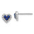 14k White Gold Diamond and Sapphire Heart Post Earrings