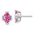14k White Gold Oval Created Pink Sapphire and Diamond Earrings