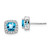 14k White Gold Cushion Blue Topaz and Diamond Halo Earrings