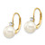 14k 7-8mm Whtie Round FW Cultured Pearl AA Diamond Leverback Earrings