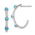 14k White Gold Turquoise and White Topaz J-hoop Earrings