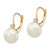 14K 10-11mm White Button FWC Pearl .10ct Diamond Leverback Earrings