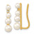 14k 3-5mm FW Cultured Pearl .016ct Diamond Ear Climber Earrings