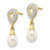 14k 7x5mm White Teardrop FWC Pearl .01ct Diamond Dangle Earrings