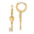 14k Madi K Cubic Zirconia with Key Dangle Hinged Hoop Earrings