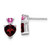 14k White Gold Garnet and Cr. Pink Sapphire Heart Earrings