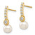 14K 6mm White Semi-round Freshwater Cultured Pearl Cubic Zirconia Post Drop Earrings