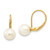 14K 7-8mm White Round Freshwater Cultured Pearl Leverback Earrings