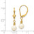 14K 5-6mm White Semi-round Freshwater Cultured Pearl Leverback Earrings