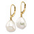 14K 10x12mm White Keshi Freshwater Cultured Pearl Leverback Earrings