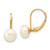 14K 7-8mm White Button Freshwater Cultured Pearl Leverback Earrings