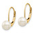 14K 6-7mm White Button Freshwater Cultured Pearl Leverback Earrings