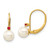 14k 5-5.5mm White Round FW Cultured Pearl Ruby Leverback Earrings