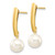 14K 6-7mm White Round Freshwater Cultured Pearl Dangle Post Earrings