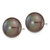 14k White Gold 11-12mm Black Button FW Cultured Pearl Stud Post Earrings