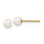 14k 3-4mm Round White Saltwater Akoya Cultured Pearl Stud Post Earrings