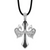 White Night Sterling Silver Rhodium-plated Black Diamond Cross and Wings Pendant 18 Inch Rubber Cord Necklace