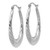 14k White Gold Polished and Textured Oval Hoop Earrings TH793