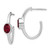 14k White Gold Oval Created Ruby and Diamond J-Hoop Earrings