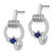 14k White Polished Diamond and Blue Sapphire Circle J-hoop Earrings