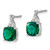 14K White Gold Checkerboard Created Emerald and Diamond Earrings