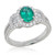 14KT White Gold Diamond  & Emerald Halo Ring 1.85 CTW