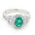 14KT White Gold Diamond  & Emerald Halo Ring 1.85 CTW
