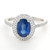 14KT White Gold Double Halo Diamond and Sapphire Ring  2.10 CTW