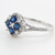 14KT White Gold  Flower Halo Diamond and Sapphire Ring  0.35 CTW