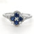 14KT White Gold  Flower Halo Diamond and Sapphire Ring  0.35 CTW