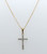 14K Yellow Gold Prong Set Diamond Cross Necklace 0.18 CTW