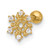 14KT Gold  18 Gauge Polished Cubic Zirconia Snowflake Cartilage Stud