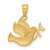 14KT Gold  with Rhodium Polished Dove with Olive Branch Pendant