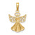 14KT Gold  Polished/Textured Guardian Angel with Heart Pendant