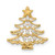 14KT Gold  Polished Cubic Zirconia Christmas Tree Chain Slide Pendant