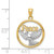 14KT Gold  with Rhodium Polished Peace Dove Pendant