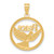 14KT Gold  with Rhodium Polished Peace Dove Pendant