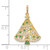 14KT Gold  Polished Green and White Cubic Zirconia Christmas Tree Pendant