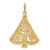 14KT Gold  Polished Green and White Cubic Zirconia Christmas Tree Pendant