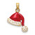 14KT Gold  3-D with Red and White Enamel Santa Hat Charm