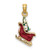 14KT Gold  3-D Enamel Sleigh with Christmas Tree Charm