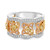 Wide Band  with Pink and Yellow Diamond Floral Designin 14KT Gold 1126