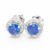 14k White Gold Halo Diamond and Sapphire Earrings