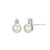 Sterling Silver  "Majestic" Rhodium Plated Genuine Fresh Water Pearl And Cubic Zirconia Post Earring