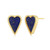 Sterling Silver  Elle " Long Love" Yellow Gold Plated Genuine Lapis Heart Post Earring