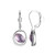 Sterling Silver  Elle "Treasure"  Rhodium Plated Doublet, Genuine Amethyst With Clear Cubic Zirconia Leverback Drop Earring