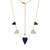 Sterling Silver  Elle "Long Love" Yellow Gold And Rhodium Plated Genuine Lapis  And Cubic Zirconia Frontal Necklace 17"+3"