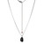 Sterling Silver  Elle "Pebble" Rhodium Plated Black Agate Pendant On Rolo Chain 17"+3"
