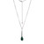 Sterling Silver  Elle "Ethereal Drops" Rhodium Plated Malachite Pendant On Box Chain 17"+3"
